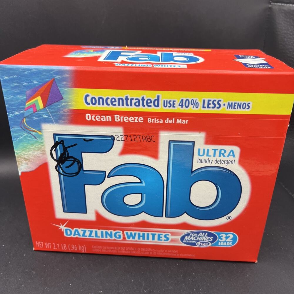 Fab Concentrated Ultra Laundry Detergent 2.1 Lb Dazzling Whites 32 Loads Ocean